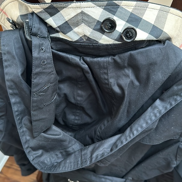 Burberry Black Double Breasted Hooded Trench Coat Size 10 - Picture 14 of 16
